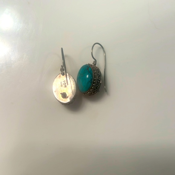 Authentic turquoise and sterling silver gorgeous earrings 1” - Picture 1 of 3
